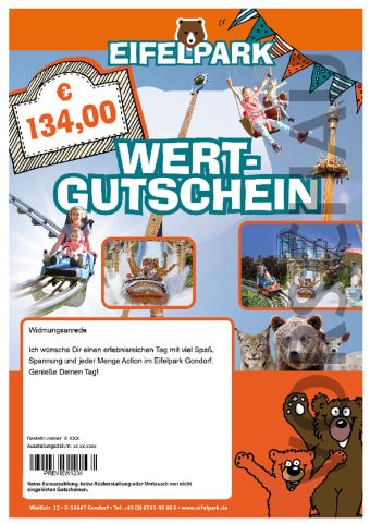 Eifelpark Wertgutschein 134 €